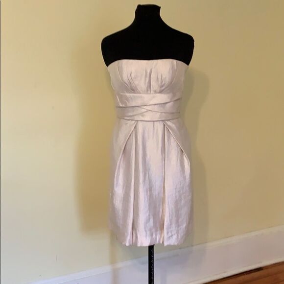 MAX AND CLEO gold empire waist strapless cocktail dress holiday party dress 6 - Picture 3 of 10